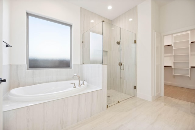 bathroom with plus walk in shower