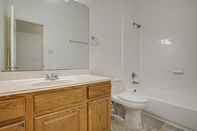 full bathroom featuring vanity, toilet, and shower / washtub combination