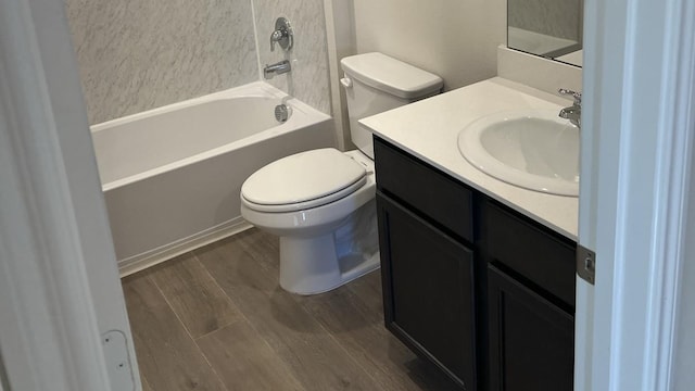 full bathroom featuring shower / bath combination, toilet, and vanity