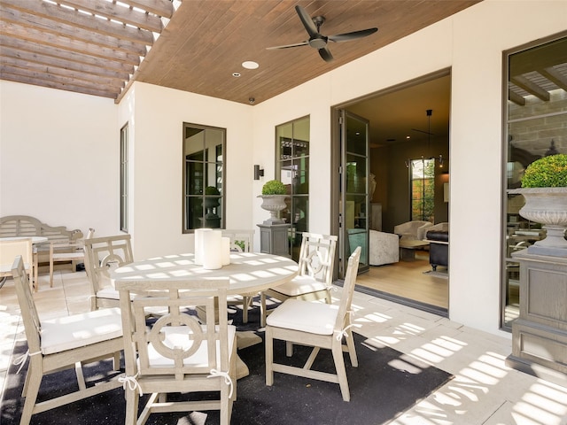 view of patio with a pergola and ceiling fan