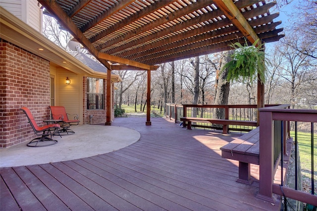 wooden terrace with a pergola