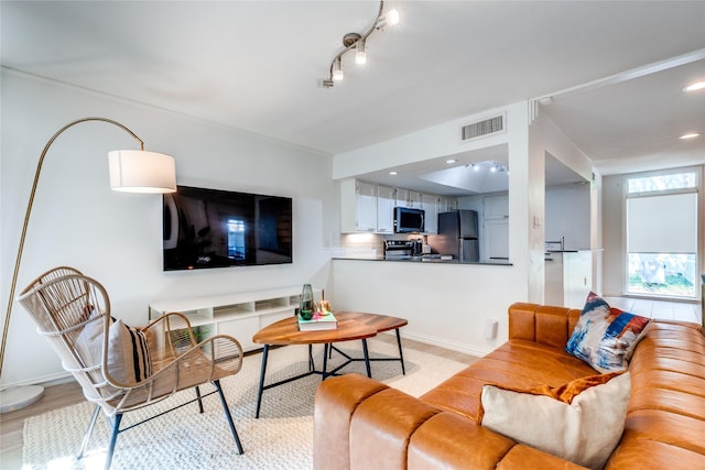 living room featuring light hardwood / wood-style floors