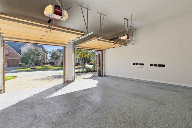 garage with a garage door opener