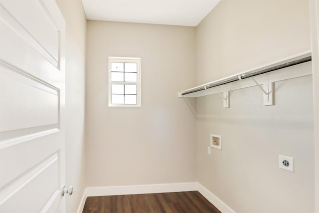 laundry area featuring washer hookup, dark wood-type flooring, and hookup for an electric dryer