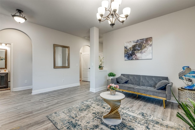 living room with light wood-type flooring