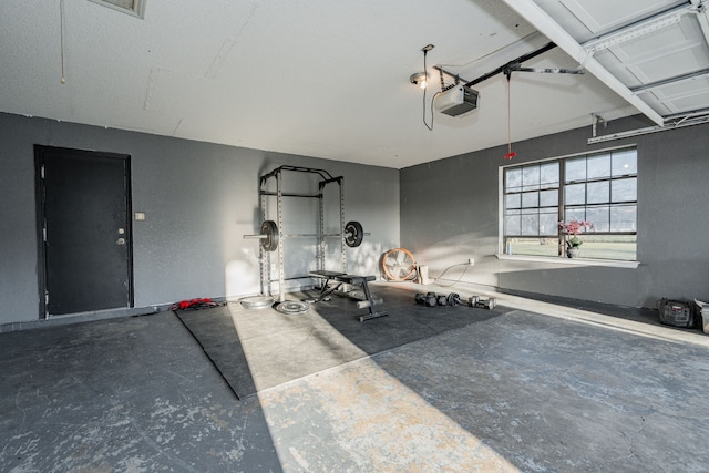 garage with a garage door opener