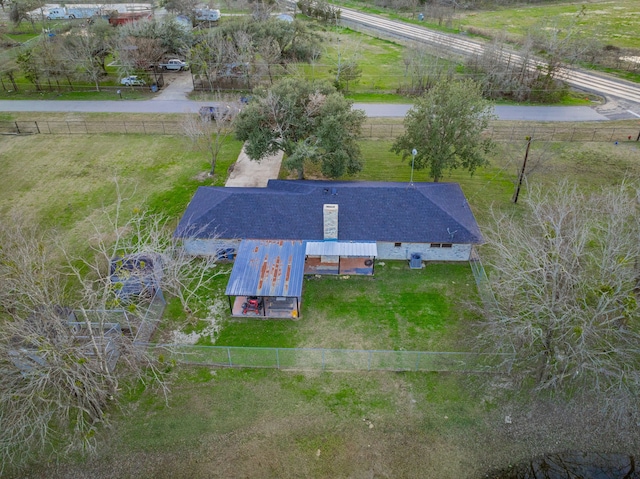 drone / aerial view with a rural view