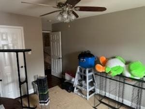 bedroom featuring ceiling fan