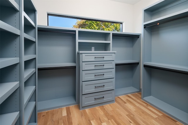 walk in closet featuring light hardwood / wood-style flooring