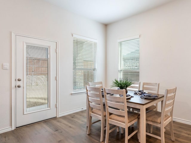 dining room with hardwood / wood-style flooring