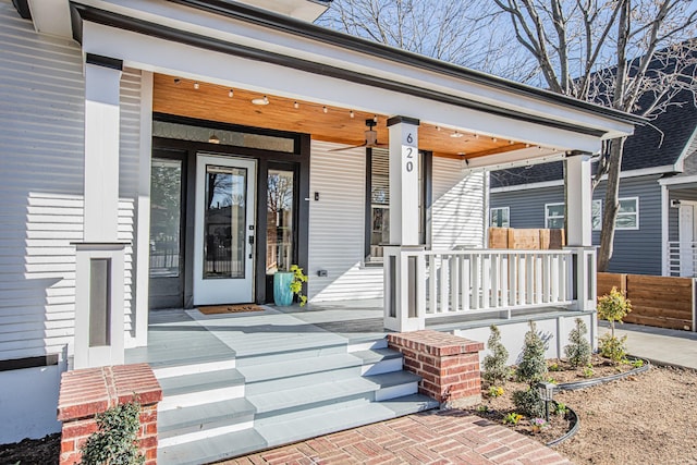 doorway to property with a porch