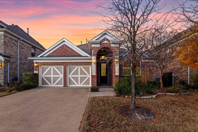 view of front of house with a garage