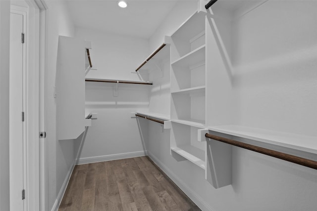 walk in closet featuring hardwood / wood-style flooring