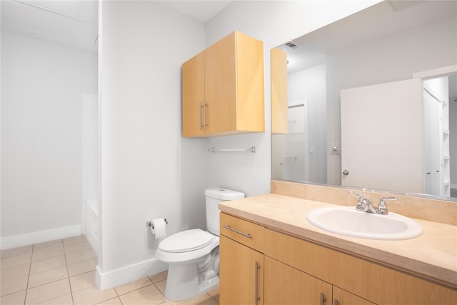 full bathroom featuring tile patterned flooring, vanity, toilet, and shower / bath combination