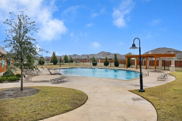 view of swimming pool featuring a gazebo, a patio area, and a yard