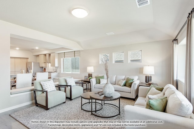 living room featuring light hardwood / wood-style flooring