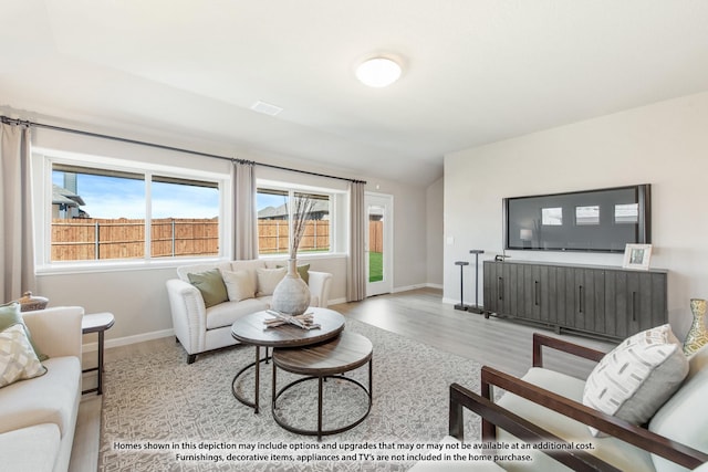 living room featuring light hardwood / wood-style floors