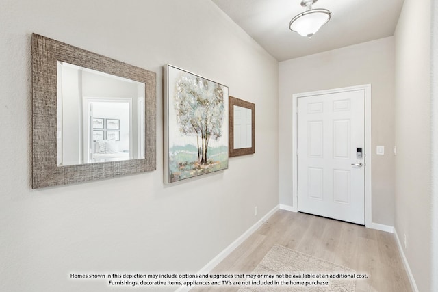 interior space with light hardwood / wood-style floors