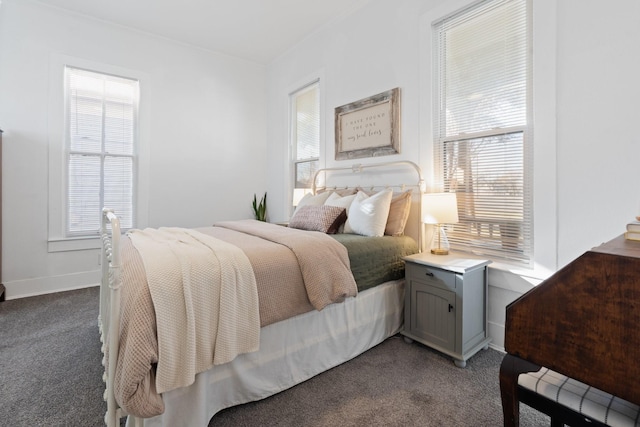 carpeted bedroom with multiple windows