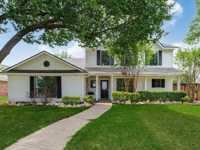 view of front facade with a front yard