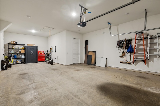 garage with a garage door opener