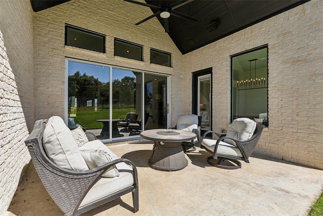 view of patio with ceiling fan