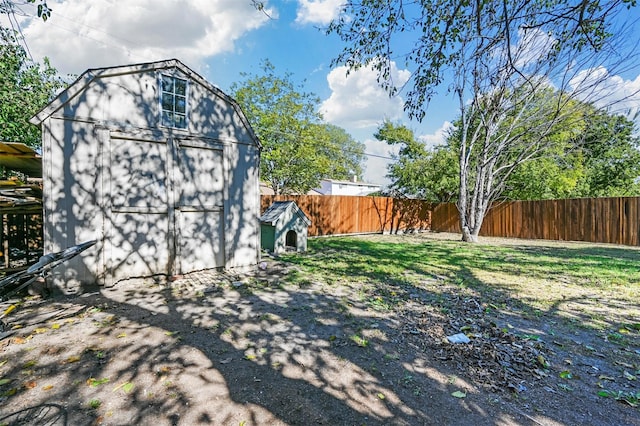 view of yard with a shed