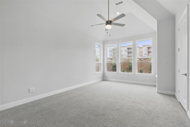 6300 Whitebrush Pl, Fort Worth, TX 76123 - carpeted spare room featuring baseboards, a ceiling fan, and vaulted ceiling