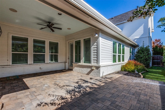 view of patio with ceiling fan