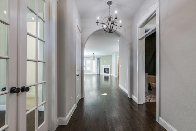 hall featuring dark hardwood / wood-style flooring