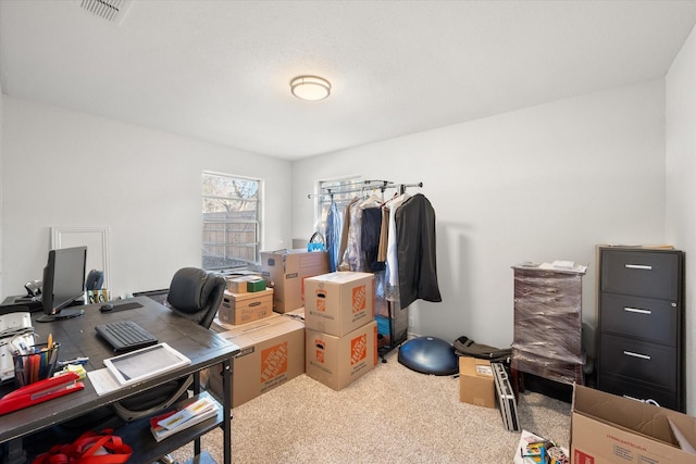 office space with carpet flooring