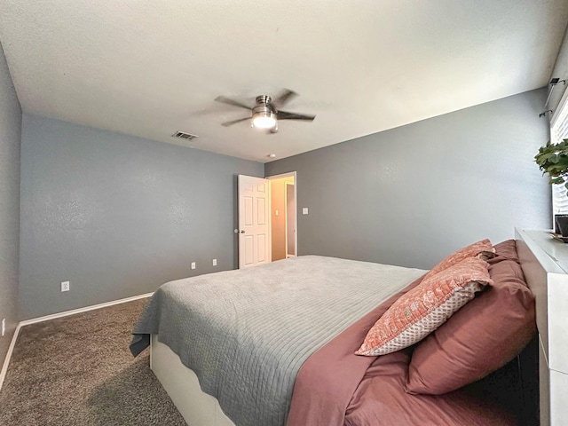 bedroom with carpet flooring and ceiling fan