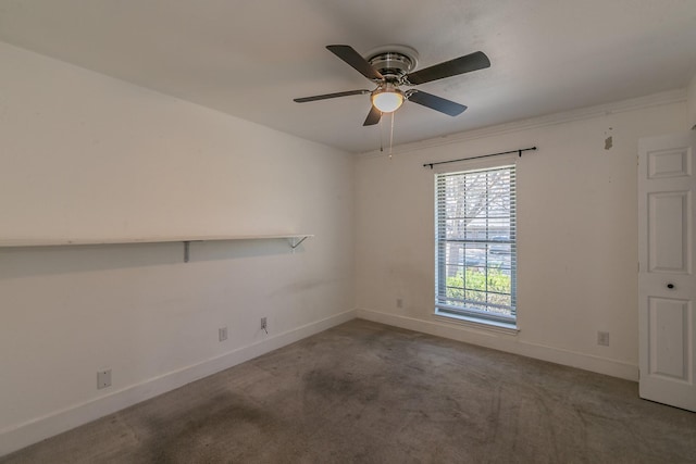 carpeted empty room with ceiling fan