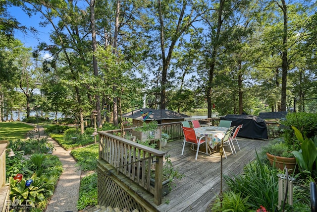 deck featuring area for grilling