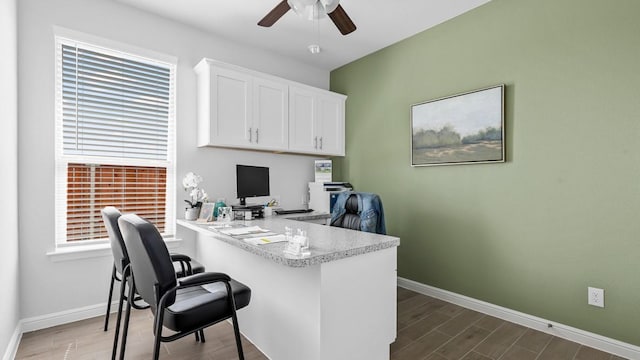 home office with ceiling fan