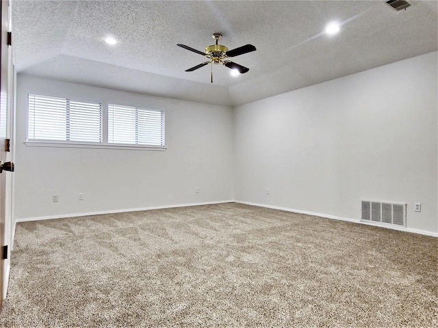 2735 Steamboat Cir, Arlington, TX 76006 - unfurnished room featuring carpet flooring, a ceiling fan, baseboards, a textured ceiling, and recessed lighting