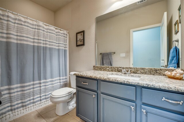 bathroom featuring tile patterned floors, toilet, and vanity