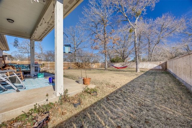 view of yard with a patio area