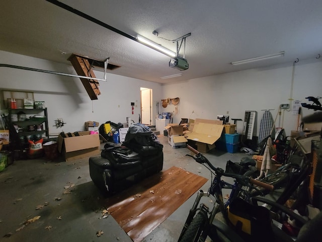 garage with a garage door opener