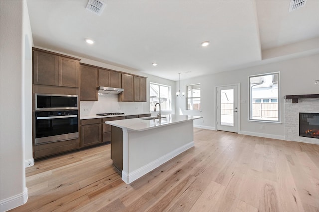116 Old Glory Ln, Forney, TX 75126 - kitchen featuring a sink, visible vents, under cabinet range hood, and appliances with stainless steel finishes