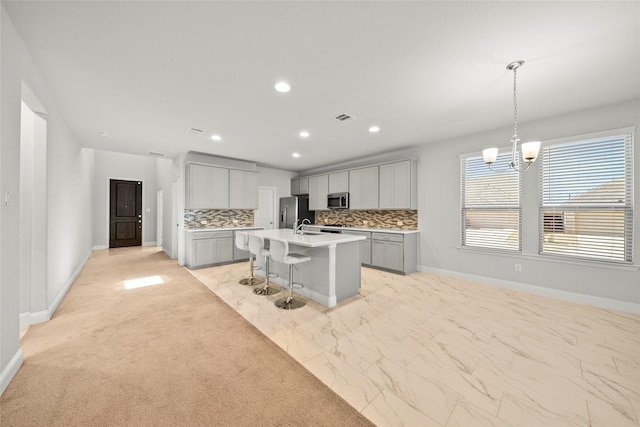 6225 Kent Ln, Celina, TX 76227 - kitchen featuring stainless steel appliances, baseboards, tasteful backsplash, light countertops, and recessed lighting
