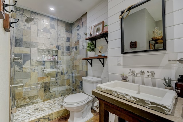 405 Hubbard, Josephine, TX 75173 - bathroom featuring vanity, toilet, and a shower with door
