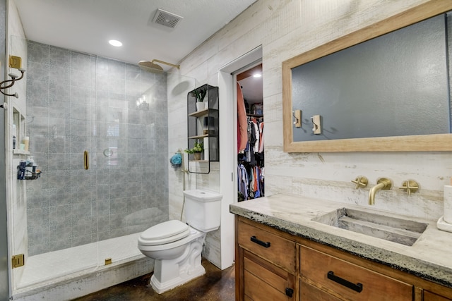 405 Hubbard, Josephine, TX 75173 - bathroom with vanity, toilet, and a shower with door
