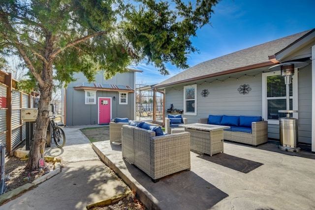 405 Hubbard, Josephine, TX 75173 - view of patio / terrace with an outdoor structure and outdoor lounge area