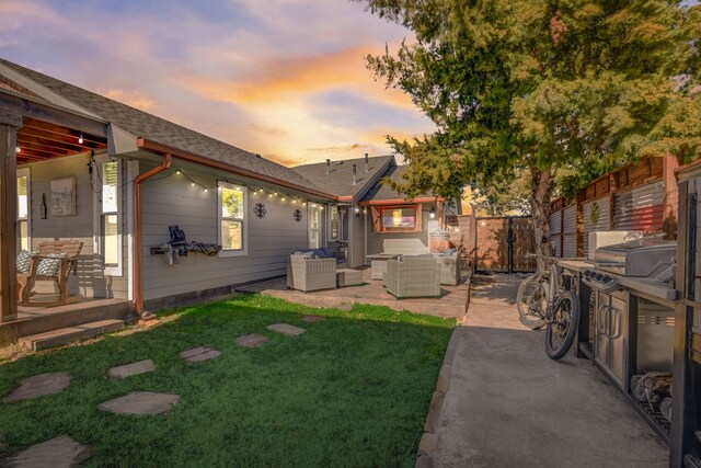 405 Hubbard, Josephine, TX 75173 - yard at dusk with outdoor lounge area and a patio area