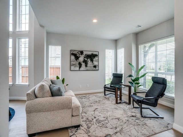 living room with light wood-type flooring