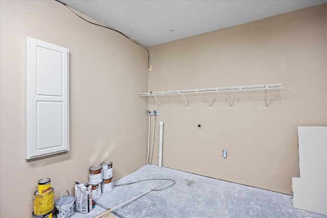 clothes washing area featuring hookup for an electric dryer