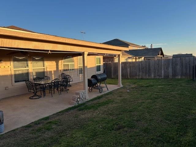 view of yard with a patio area and fence