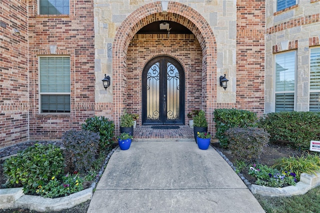 view of exterior entry with french doors