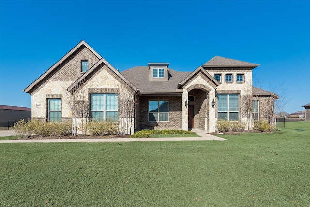 view of front of home with a front yard